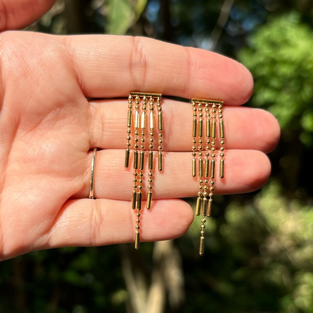 18K Gold Plated Stainless Steel Dangling Earrings - Picture 5 of 6